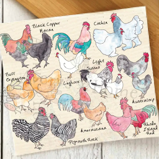 Chicken Breeds Farm Swedish Dishcloth