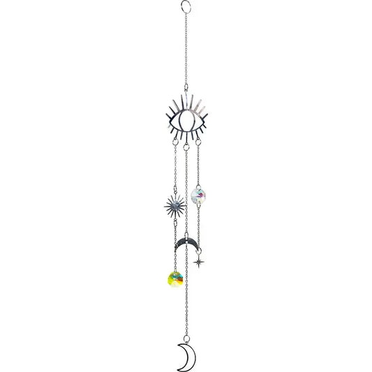 Crystal Hanging Sting Ab Mini Disc & Evil Eye & Moon