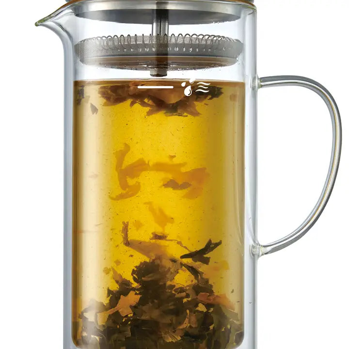 Double Wall 24oz Glass Strainer Teapot