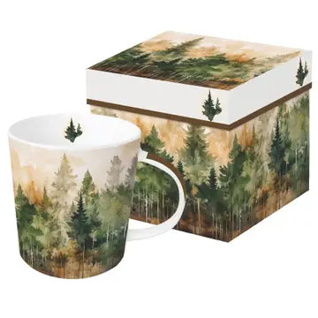 Mug in Box Evergreen Trees