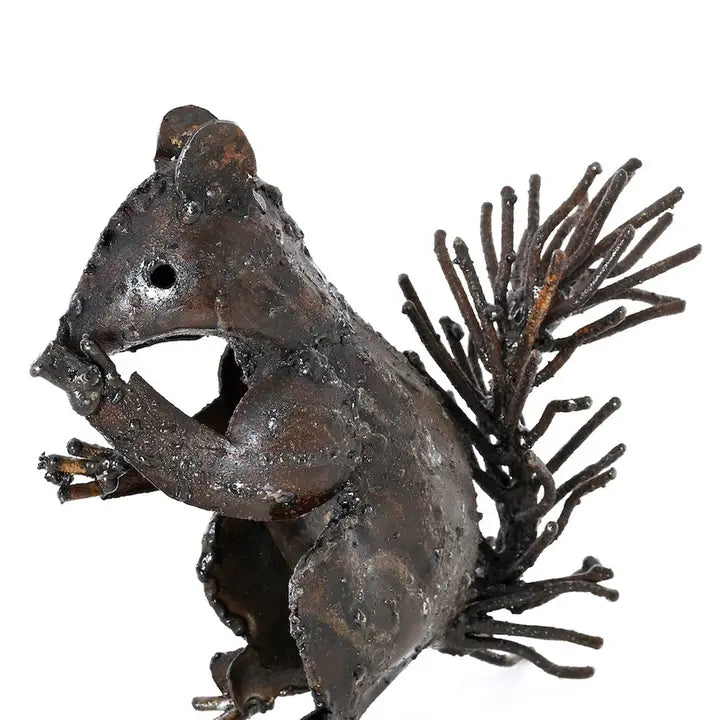 Recycled Metal Squirrel Sculpture