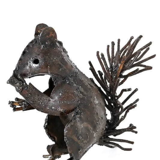 Recycled Metal Squirrel Sculpture