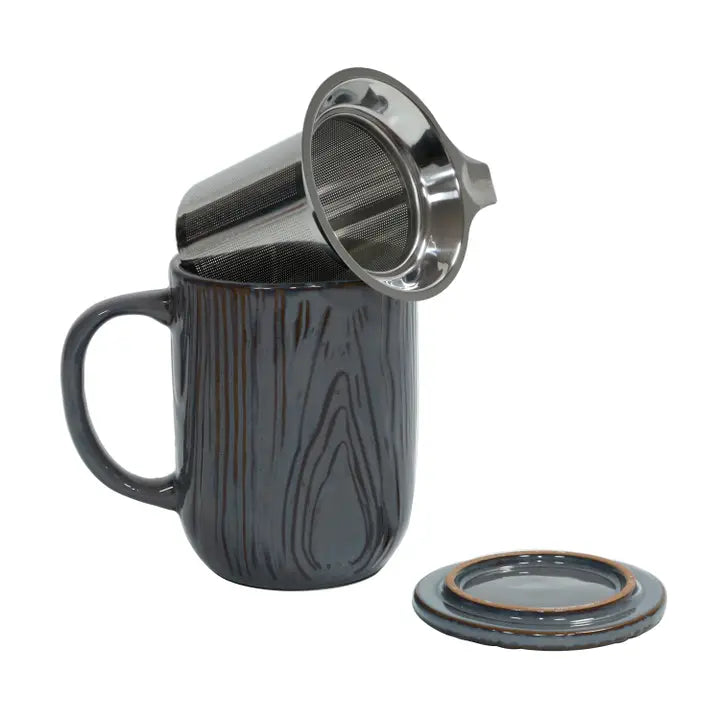 Woodgrain Tea Infuser Mug Lava Gray