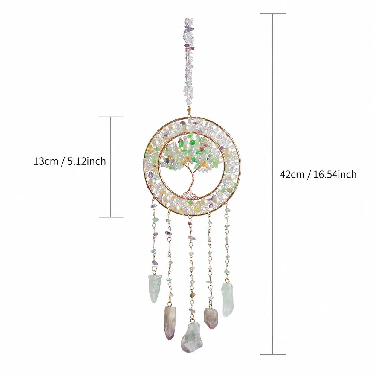 Grape Crystal Tree of Life Suncatcher with Pearls