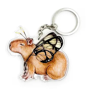 Butterfly Capybara Double Sided Acrylic Keychain