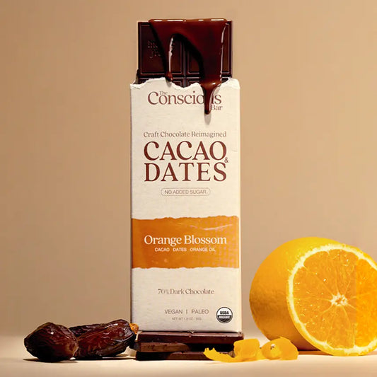 Date Sweetened Dark Chocolate Bar Orange Blossom
