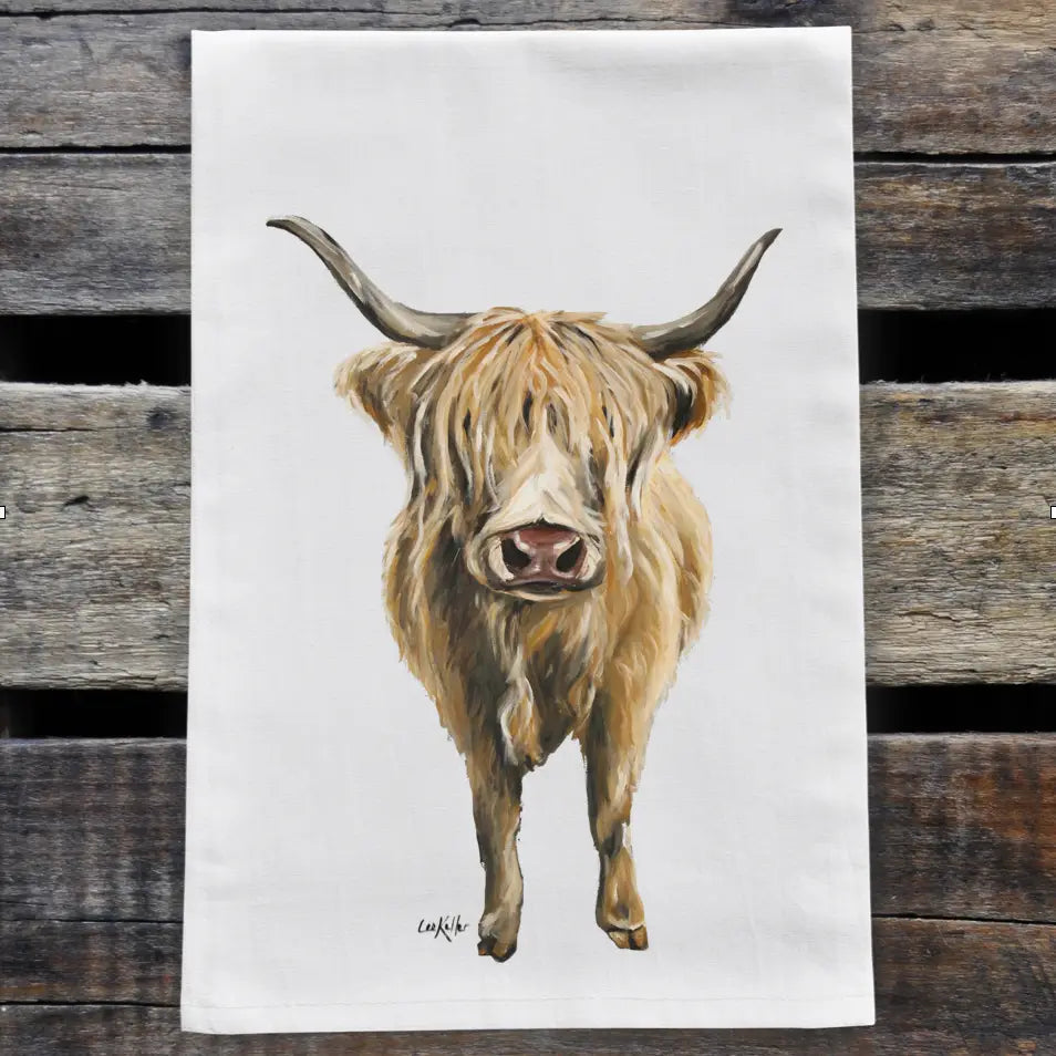 Highland Cow Standing Kitchen Towel