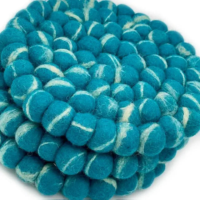 Felted Blue Marbled Trivet