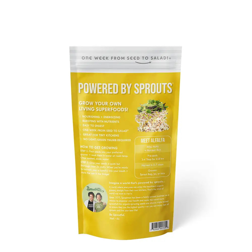 Organic Alfalfa Sprouting Seeds 8oz