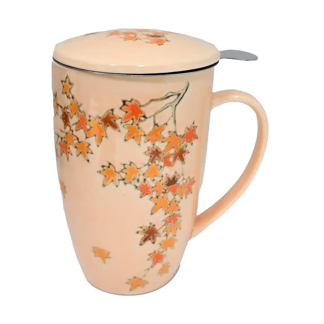 Tea Infuser Mug 15oz Momiji Maple Leaves