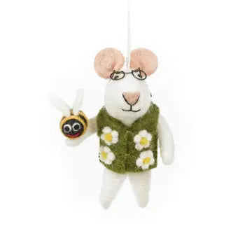 Felted Issac the Mouse Bumblebee Ornament