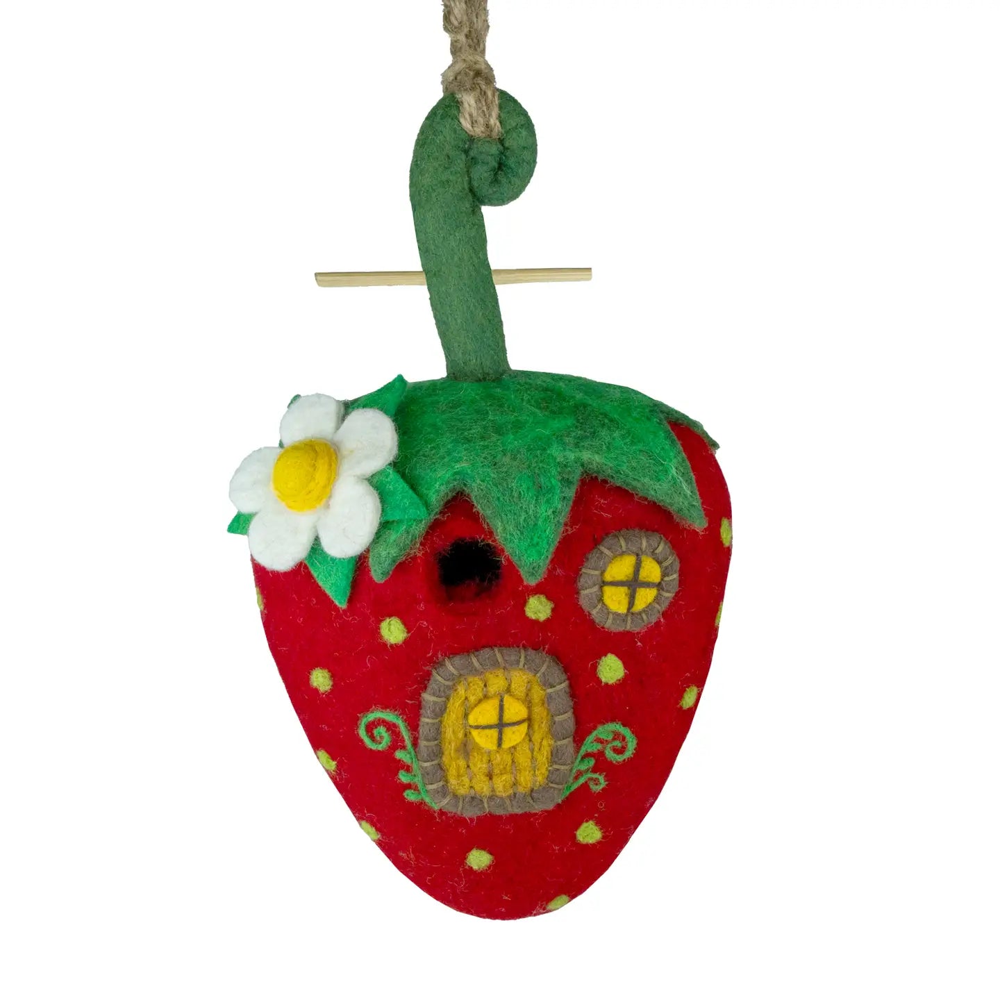 Felted Birdhouse Strawberry Cottage