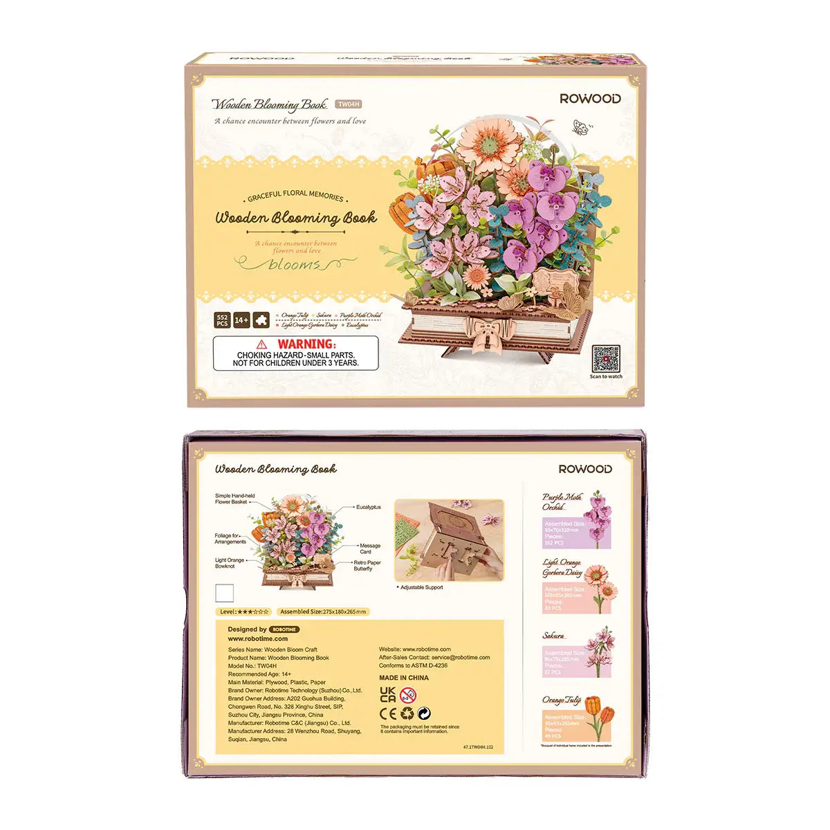 DIY Wooden Blooming Book Flower Bouquet 3D Puzzle