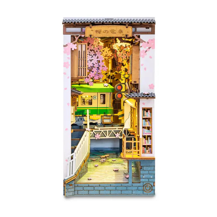 DIY Miniature Book Nook Kit: Sakura Densya