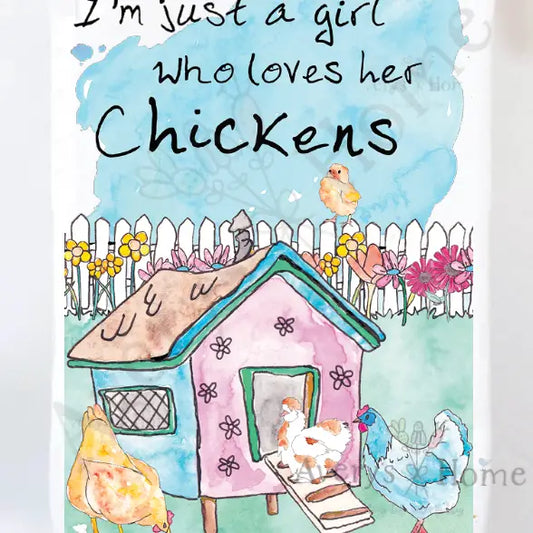 Girl Who Loves Her Chickens Dish Towel