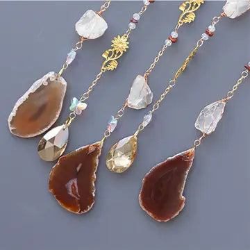 Moon Suncatcher Red Agate Blooming Flower