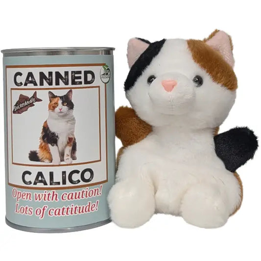 Canned Calico Cat Stuffed Animal