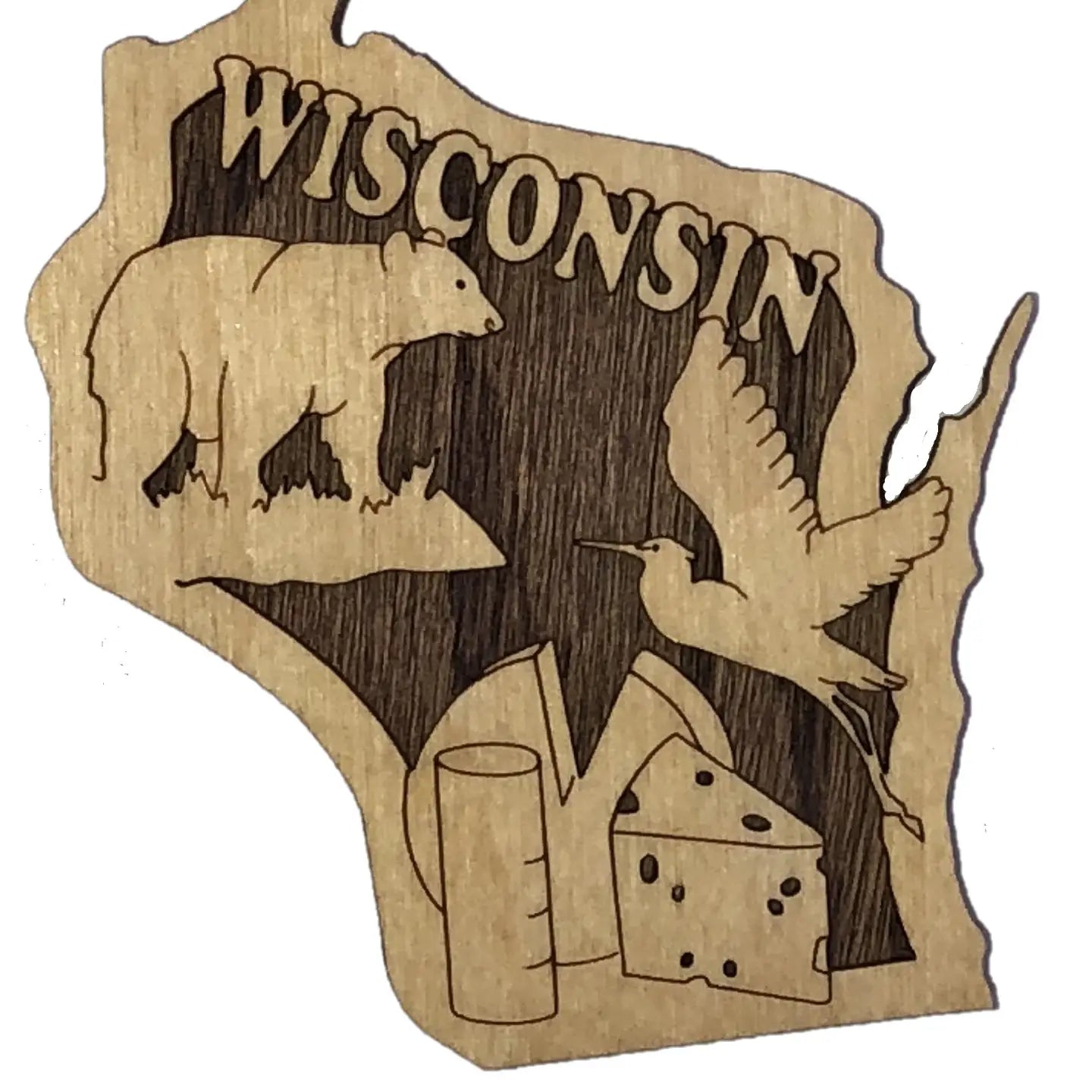 Woodcut Wisconsin Magnet