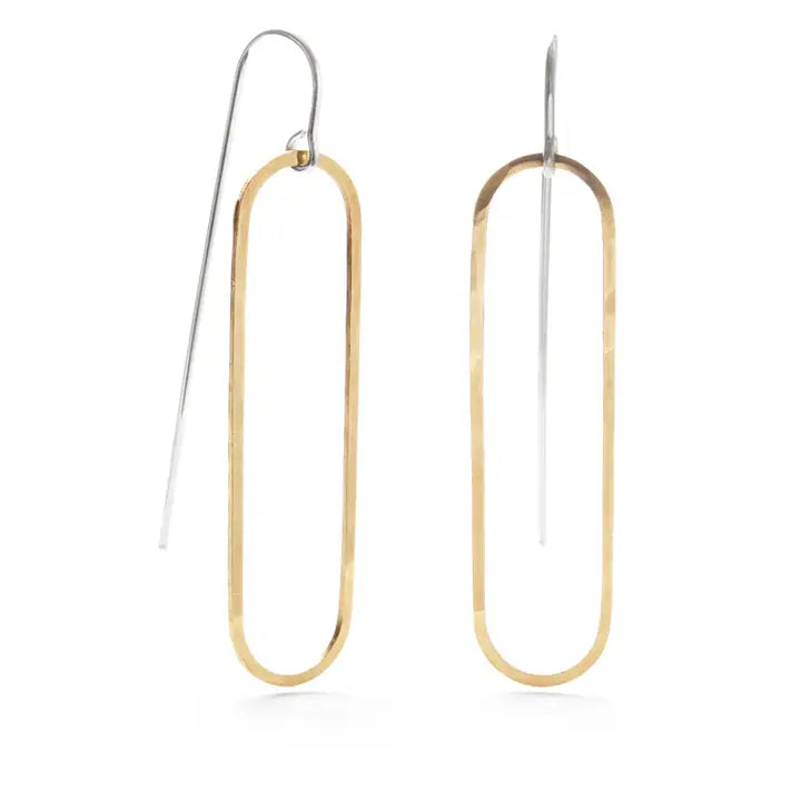 Geometric Threader Oval Earring