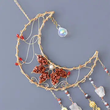 Moon Suncatcher Red Agate Blooming Flower