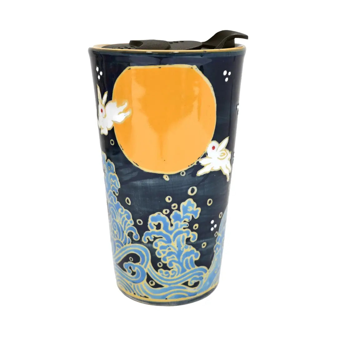 Travel Mug Porcelain 12 oz Moon Rabbit