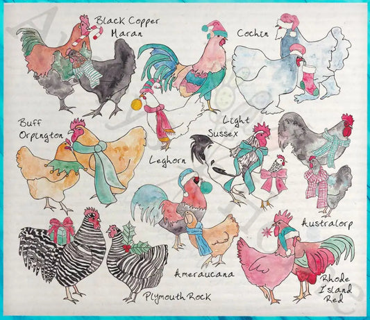 Christmas Chicken Breeds Swedish Dishcloth