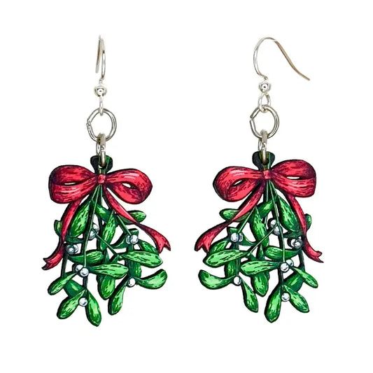 Mistletoe Wooden Earrings