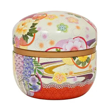 Tea Leaves Container 3.5oz Floral Red JP
