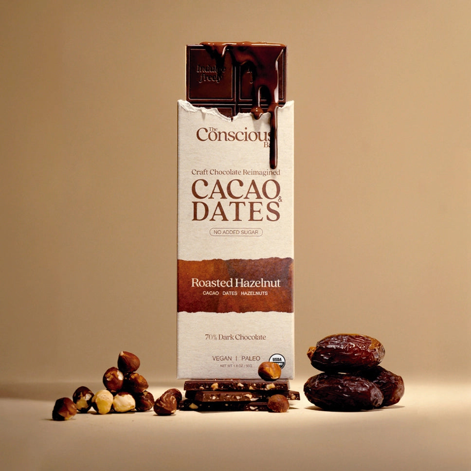 Date Sweetened Dark Chocolate Bar Roasted Hazelnut