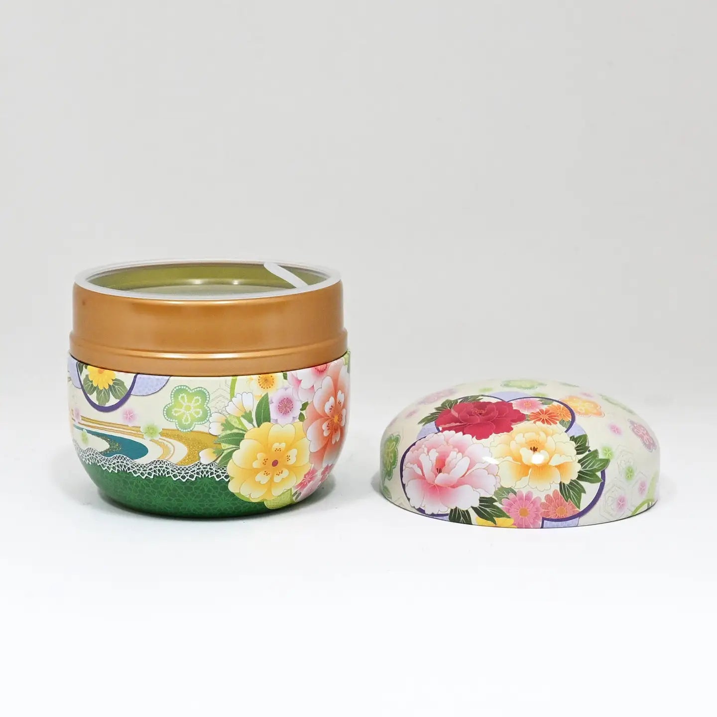 Tea Leaves Container 3.5oz Floral Green JP