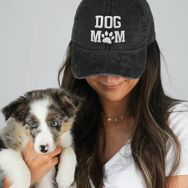 Dog Mom Embroidery Baseball Cap Black