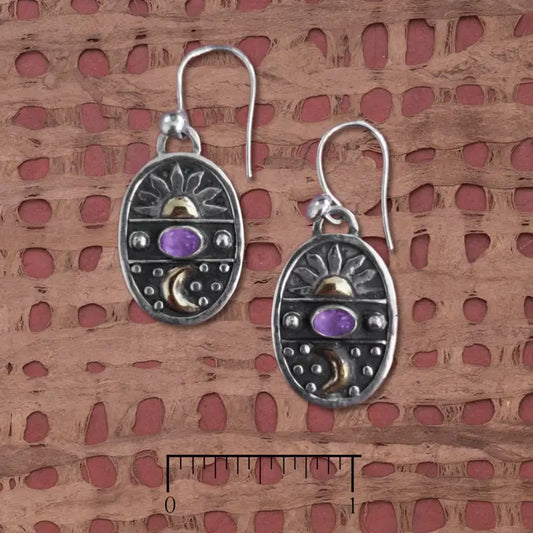 Sun & Moon Amethyst Earrings L1205
