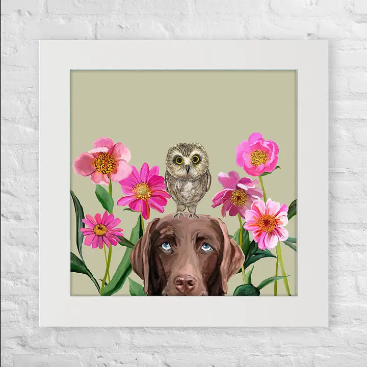 Dogs & Birds Choc Lab Pastel Mini Canvas