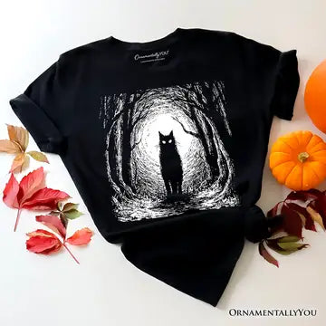 Haunted Forest Black Cat T-Shirt