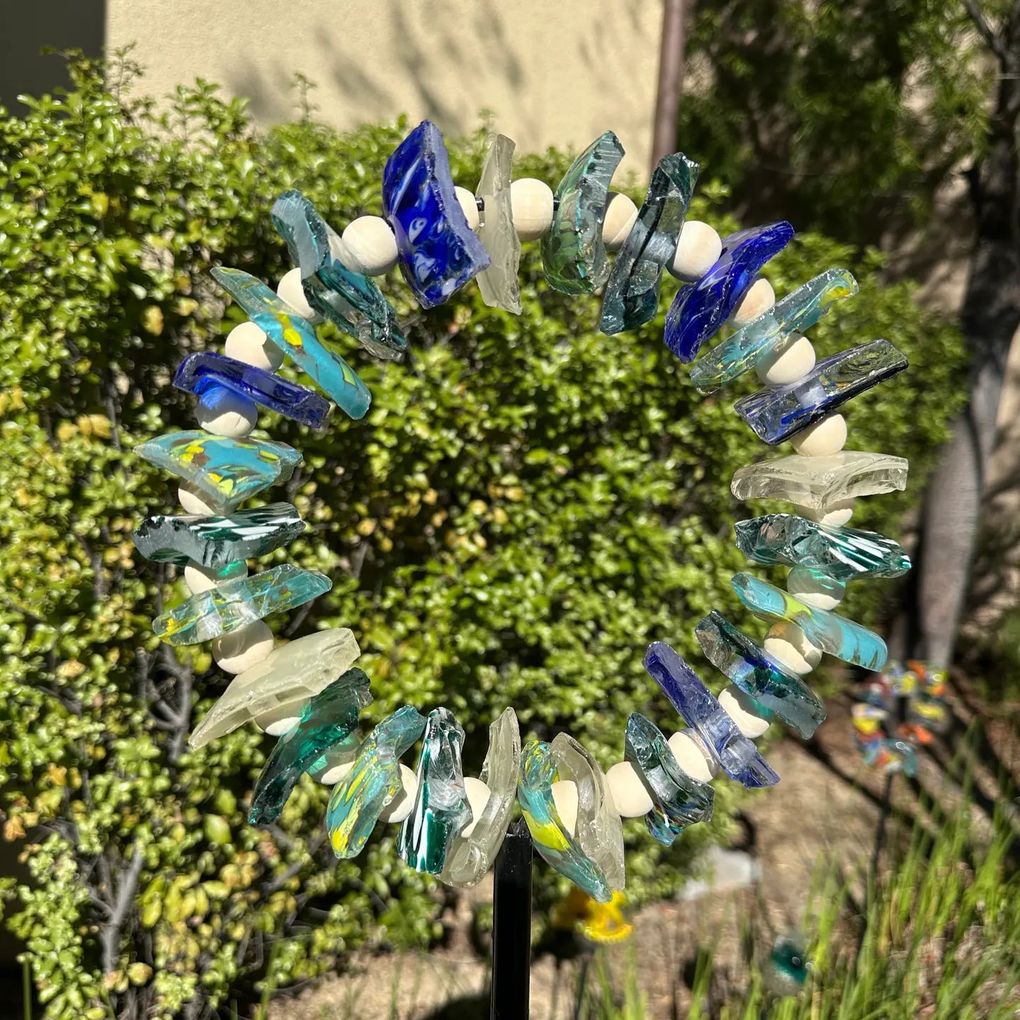 Round Recycled Art Glass Stake