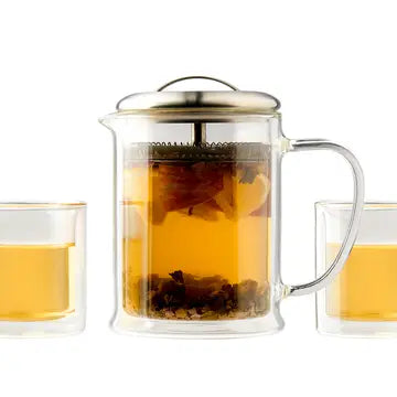 3pc Double Wall Tea Strainer/Tea Cup Set