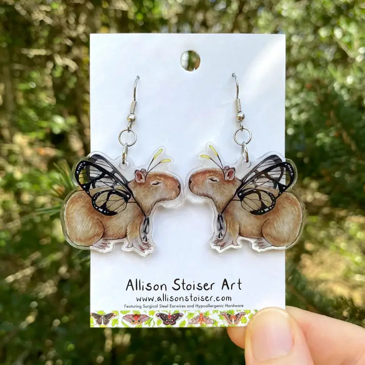 Acrylic Butterfly Capybara Earrings