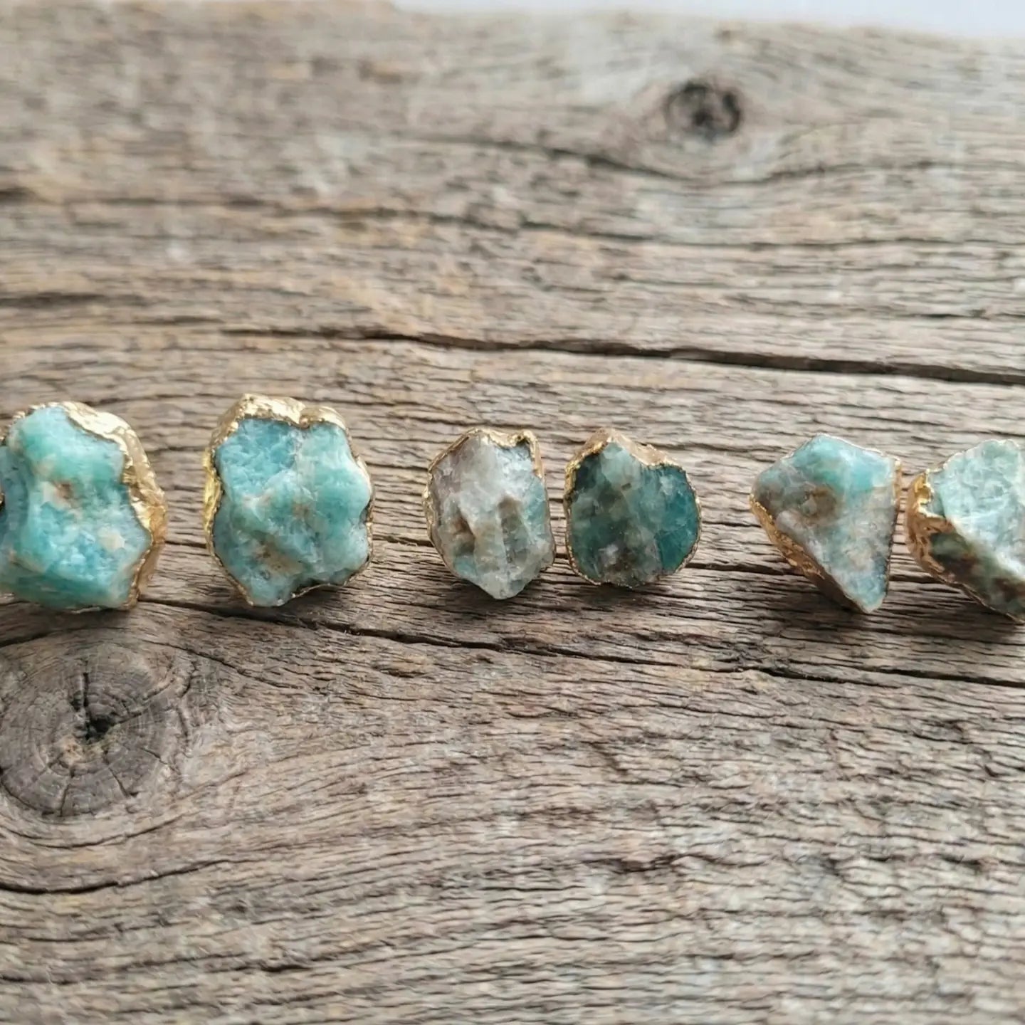 Raw Amazonite & 18k Gold Studs