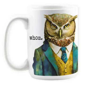 Whom Owl Anthropomorphic Mug