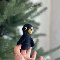 Felt Black Raven Finger Puppet