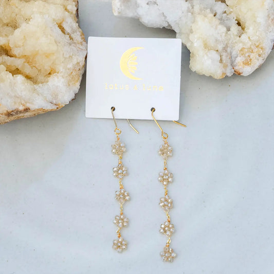 Cream Flower Dangle Earrings