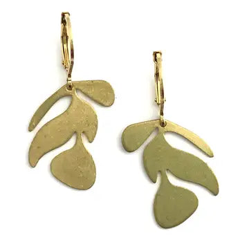 Brass Leaf Earrings