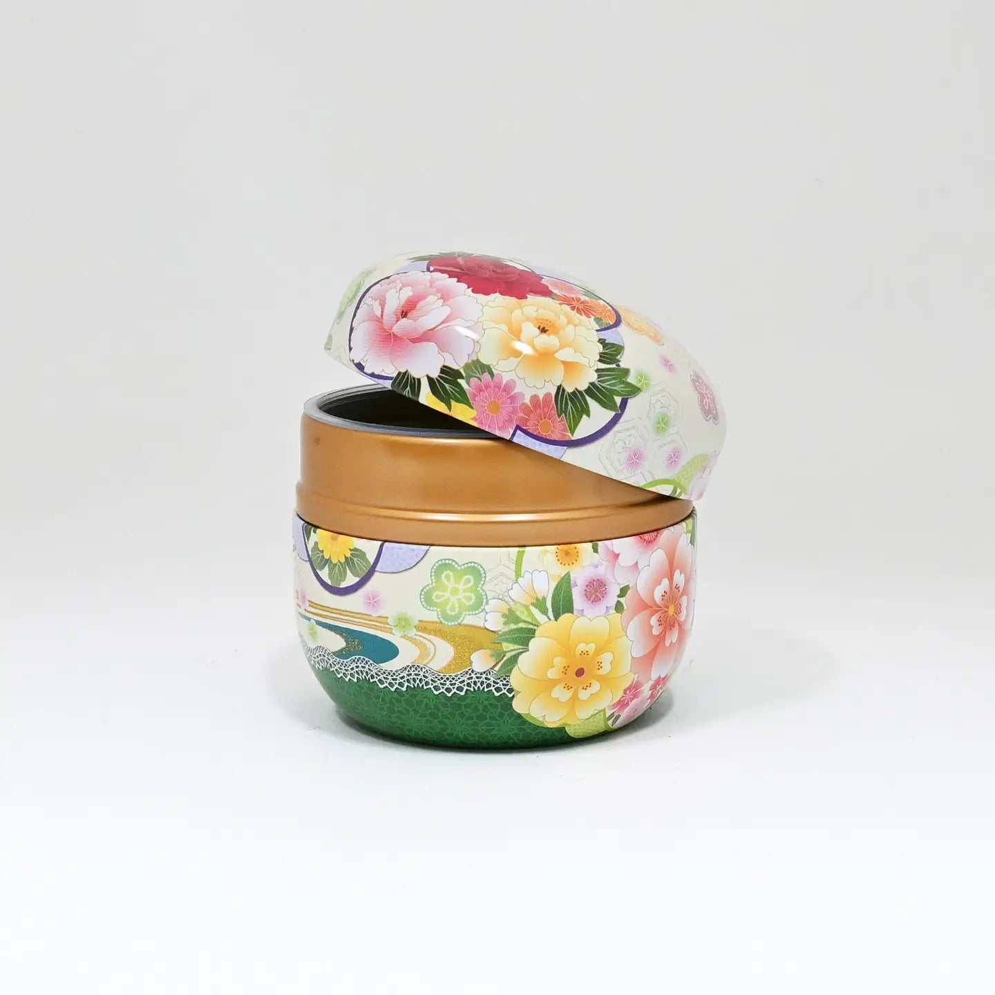 Tea Leaves Container 3.5oz Floral Green JP