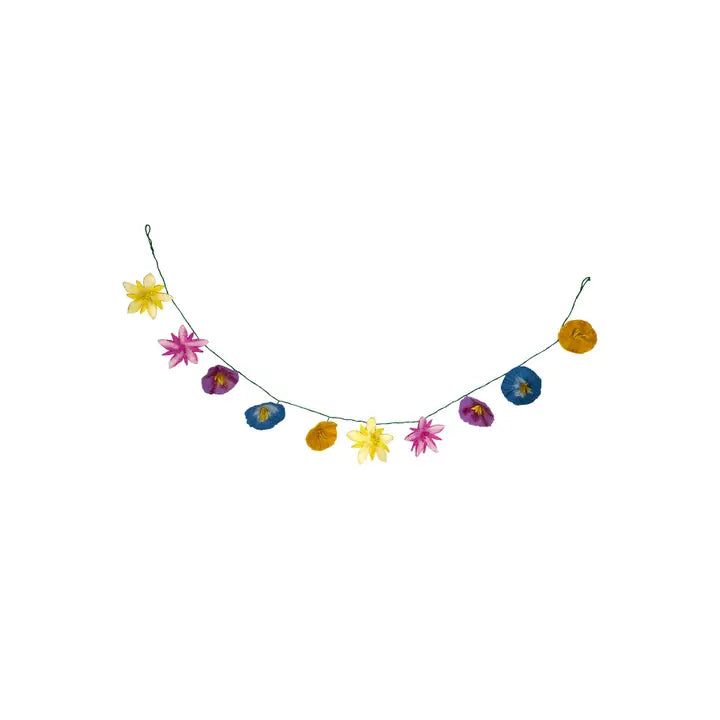 Felted Wool Flower Garland Pastel