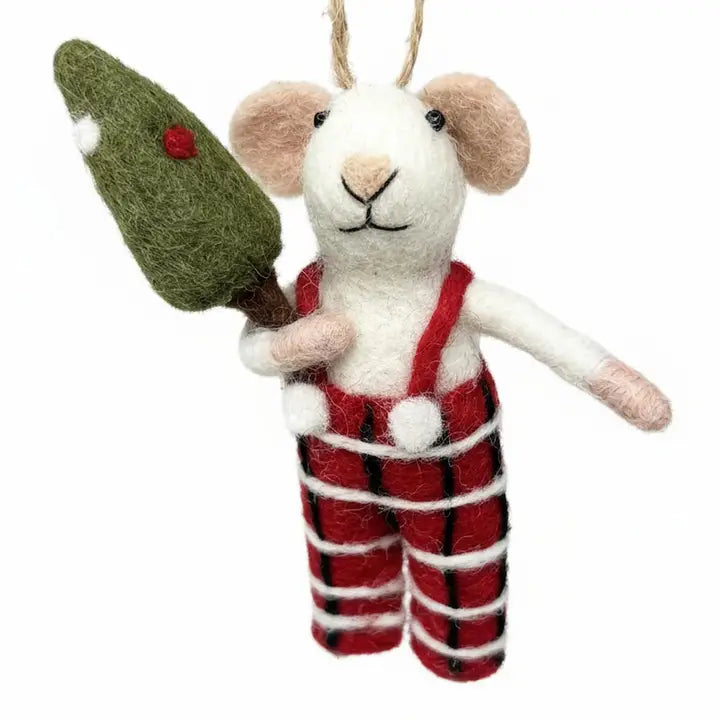 Tommy Tartan Mouse Felt Ornament