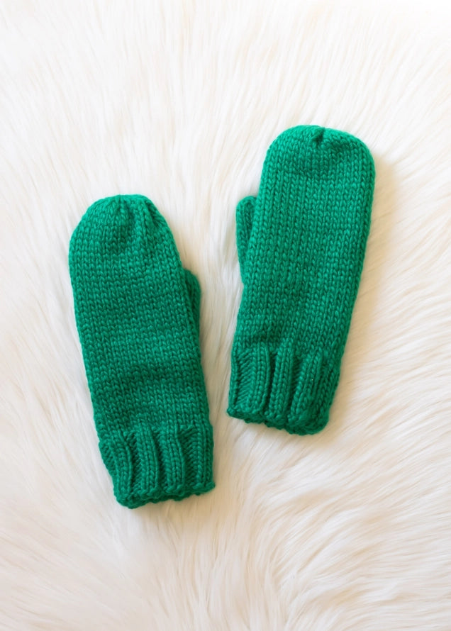 Green Knit Mittens