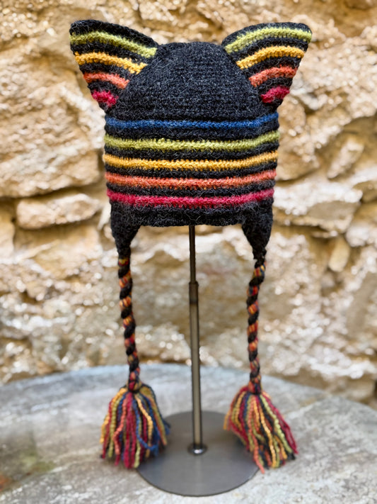 Earflap Hat with Kitty Ears