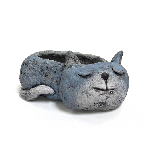 Blue Sleeping Cat Planter