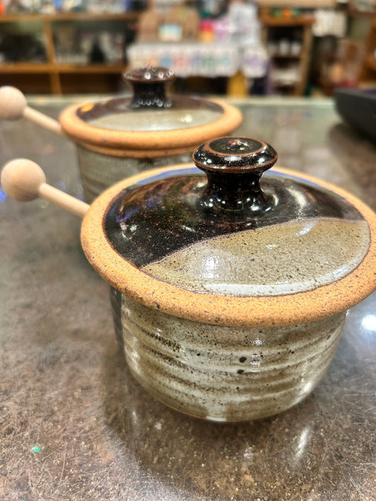 Ceramic Honey Pot with Honey Stick