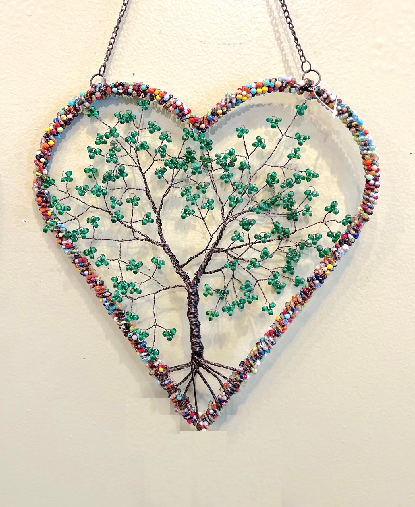 Wire Heart Tree of Life Green  2602